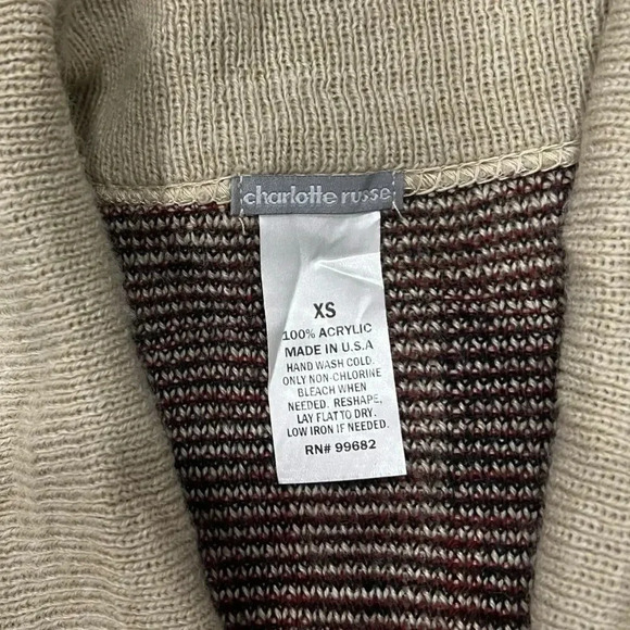 Charlotte Russe Burgundy Boho Print Open Cardigan XS - Picture 3 of 3